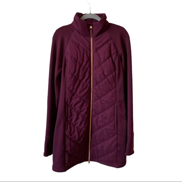 RARE FILA SPORT Athletic Purple Midi Semi-Puffer Fleece-lined Zip-Up Jacket - Picture 1 of 14